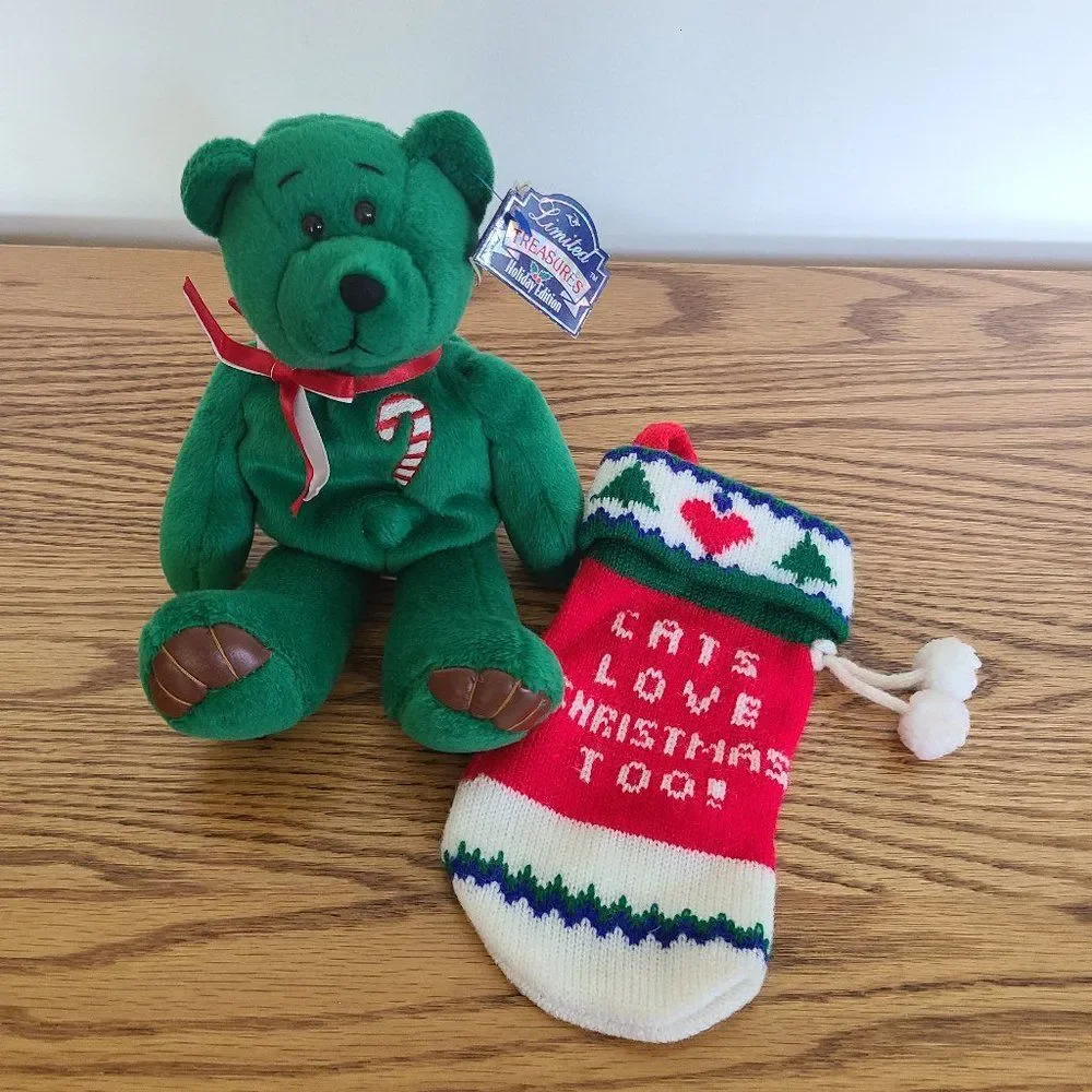 Limited Treasures Holiday Edition Sugar Cane Teddy Bear & Cat Christmas Stocking